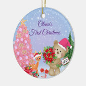 Baby's First Christmas Bear Personalisiert Keramik Ornament (Links)