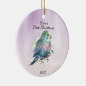 Baby's First Christmas Bird Personalisiert Keramik Ornament (Rechts)