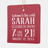 Baby's First Christmas Birth Stat Foto Keramikornament (Links)