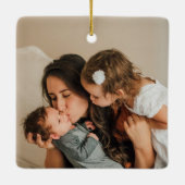 Baby's First Christmas Birth Stat Foto Keramikornament (Rückseite)