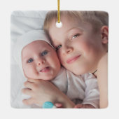 Baby's First Christmas Birth Stat Foto Keramikornament (Rückseite)