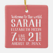 Baby's First Christmas Birth Stat Foto Keramikornament (Vorderseite)