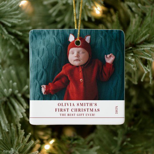 Babys First Christmas Birth Stats Announcement Keramikornament (Baum)