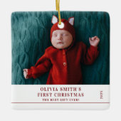 Babys First Christmas Birth Stats Announcement Keramikornament (Vorderseite)