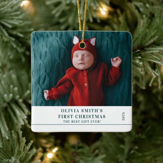 Babys First Christmas Birth Stats Announcement Keramikornament (Baum)