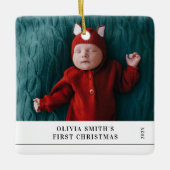 Babys First Christmas Birth Stats Announcement Keramikornament