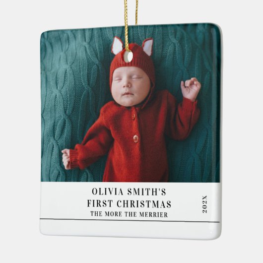 Babys First Christmas Birth Stats Announcement Keramikornament (Links)