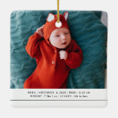 Babys First Christmas Birth Stats Announcement Keramikornament (Rückseite)