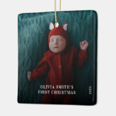 Babys First Christmas Birth Stats Announcement Keramikornament (Links)