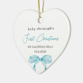 Baby's First Christmas Birth Stats Foto Bow Keramik Ornament (Links)