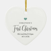 Baby's First Christmas Birth Stats Foto Herz Keramik Ornament (Vorne)