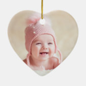 Baby's First Christmas Birth Stats Foto Herz Keramik Ornament (Hinten)