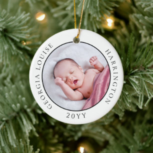Baby's First Christmas Birth Stats Foto Keepake Keramik Ornament