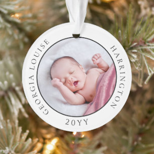 Baby's First Christmas Birth Stats Foto Keepake Ornament
