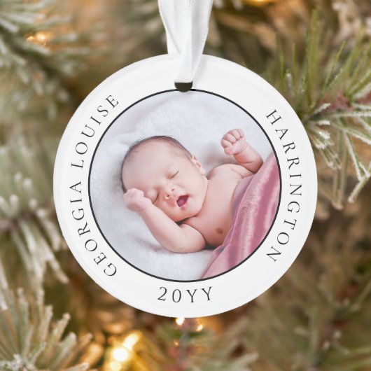 Baby's First Christmas Birth Stats Foto Keepake Ornament (Baum)