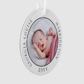 Baby's First Christmas Birth Stats Foto Keepake Ornament (Vorderseite)