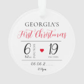 Baby's First Christmas Birth Stats Foto Keepake Ornament (Rückseite)