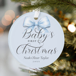 Baby's First Christmas Blue Bow Keepake Ornament