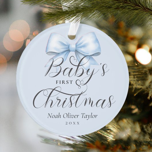 Baby's First Christmas Blue Bow Keepake Ornament