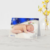 Baby's First Christmas Blue - DEIN BABY'S FOTO Karte (Gelbe Blume)