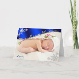 Baby's First Christmas Blue - DEIN BABY'S FOTO Karte