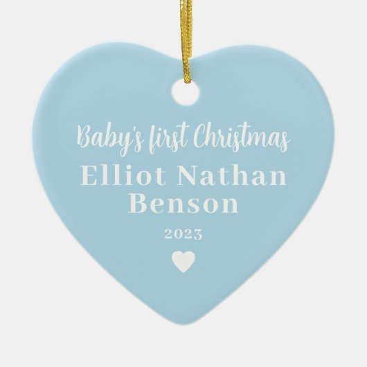 Baby's First Christmas Blue Full Foto Keramik Ornament (Vorne)
