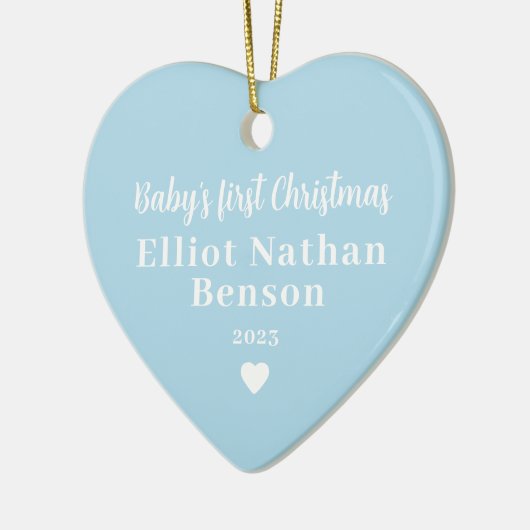 Baby's First Christmas Blue Full Foto Keramik Ornament (Links)
