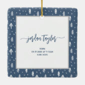 Baby's First Christmas Blue Keramikornament (Rückseite)