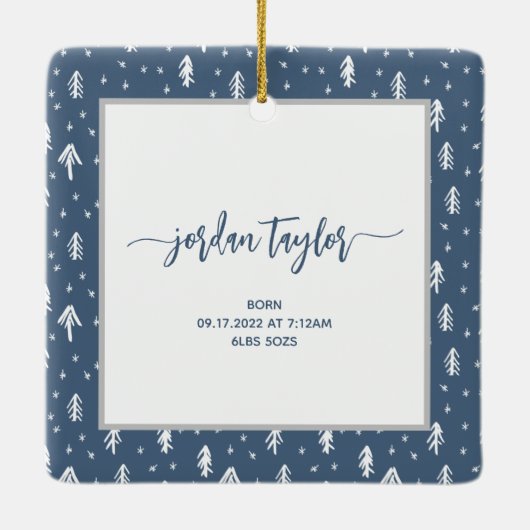 Baby's First Christmas Blue Keramikornament (Rückseite)