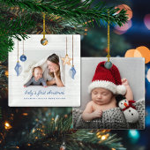 Baby's First Christmas Blue Seashell Holiday Foto Keramikornament