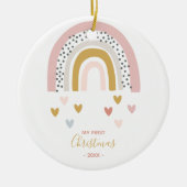 Baby's First Christmas Boho Rainbow Foto Keramik Ornament (Vorne)