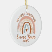 Baby's First Christmas Boho Rainbow Keramik Ornament (Rechts)