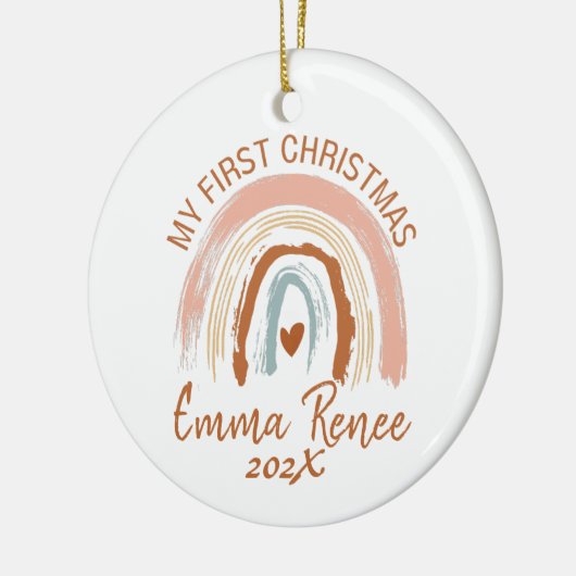 Baby's First Christmas Boho Rainbow Keramik Ornament (Links)