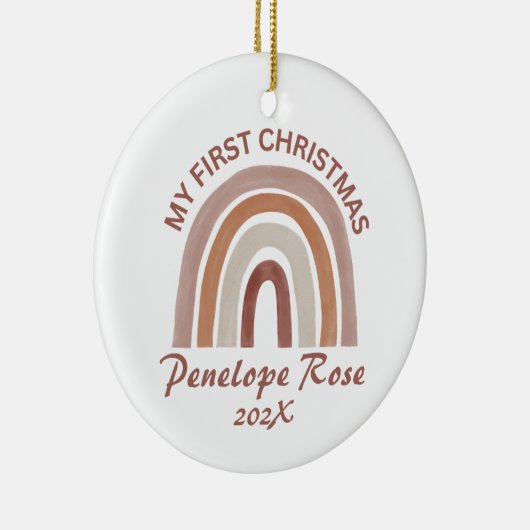 Baby's First Christmas Boho Rainbow Keramik Ornament (Rechts)