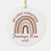 Baby's First Christmas Boho Rainbow Keramik Ornament (Vorne)