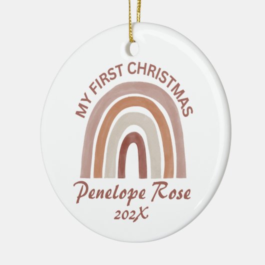 Baby's First Christmas Boho Rainbow Keramik Ornament (Links)