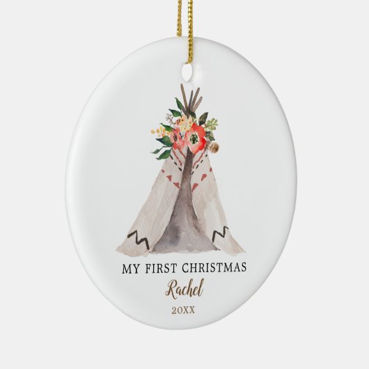 Baby's First Christmas Boho Teepee Girl Ornament (Rechts)