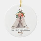 Baby's First Christmas Boho Teepee Girl Ornament (Vorne)