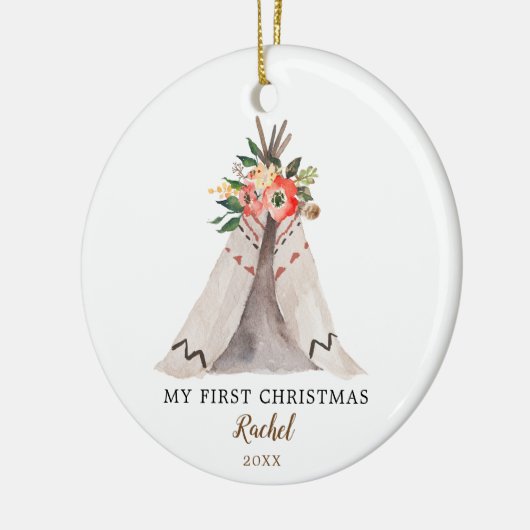 Baby's First Christmas Boho Teepee Girl Ornament (Links)