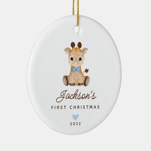 Baby's First Christmas Boy Giraffe Keramik Ornament (Rechts)