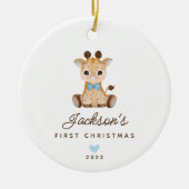 Baby's First Christmas Boy Giraffe Keramik Ornament (Vorne)