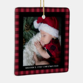 Baby's First Christmas Buffalo Kariert 2 Foto Keramikornament (Rechts)