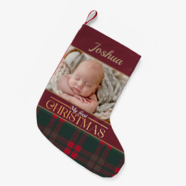 Baby's First Christmas Buffalo Kariertes Pattern F Kleiner Weihnachtsstrumpf