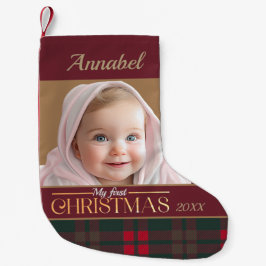 Baby's First Christmas Buffalo Kariertes Pattern F Kleiner Weihnachtsstrumpf