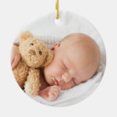 Baby's First Christmas Bunny Personalisiertes Foto Keramik Ornament (Hinten)