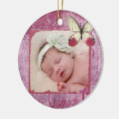 Baby's First Christmas Burgundy Butterfly Ornament (Links)