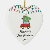 Baby's First Christmas Car Tree Individuelle Name Keramik Ornament (Rechts)