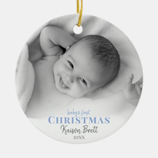 Babys First Christmas Ceramic Photo Ornament (Vorne)