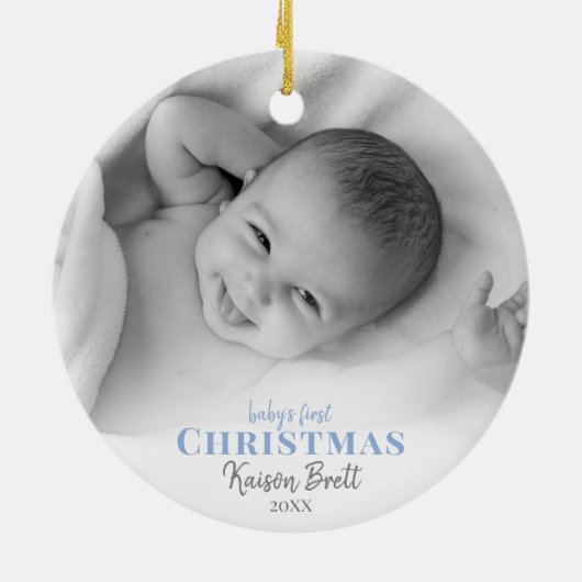 Babys First Christmas Ceramic Photo Ornament (Hinten)