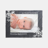 Baby's First Christmas Chalkboard Foto Snowflake Fleecedecke (Vorderseite (Horizontal))